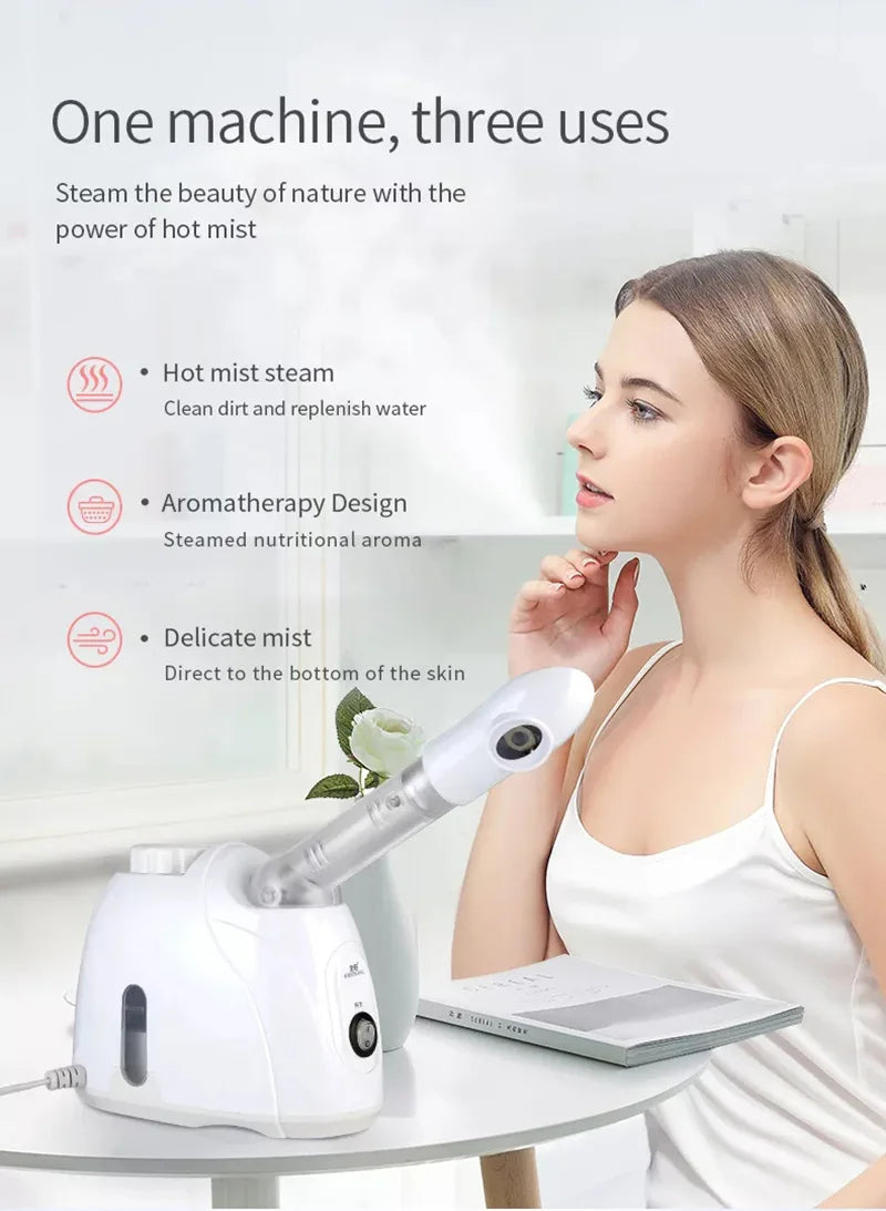 Ozone Facial Steamer Warm Mist Humidifier for Face Deep Cleaning Vaporizer Sprayer Salon Home Spa Skin Care Whitening - 