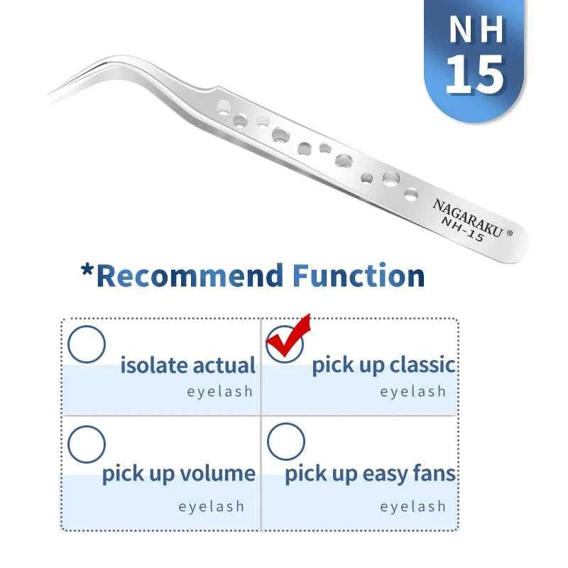 NAGARAKU Eyelash Extension Tweezers Makeup Stainless Steel Eyelash 3D accurate Clip NH-15 - 
