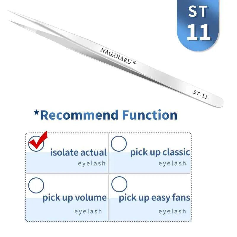 NAGARAKU Eyelash Extension Tweezers Makeup Stainless Steel Eyelash 3D accurate Clip ST-11 - 