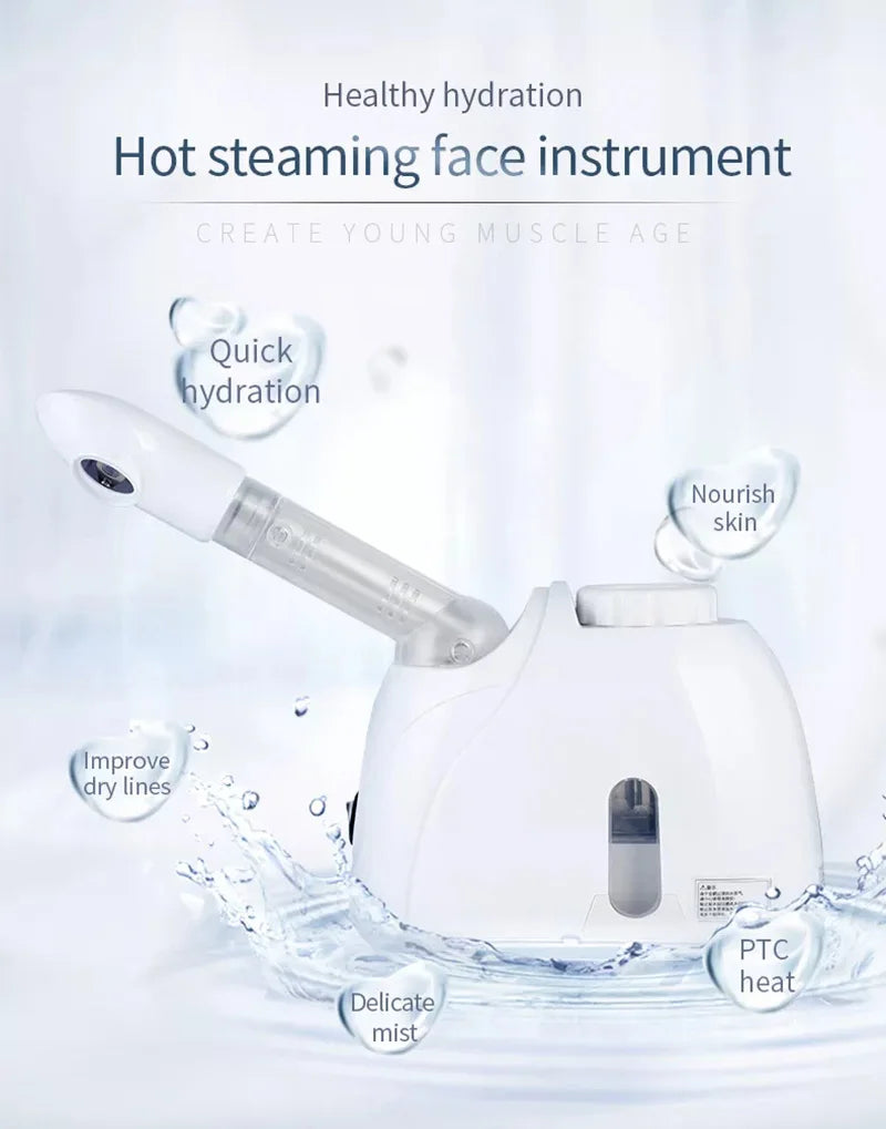 Ozone Facial Steamer Warm Mist Humidifier for Face Deep Cleaning Vaporizer Sprayer Salon Home Spa Skin Care Whitening - 