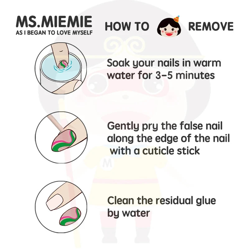 Ms.MiemieD Handmade Short Square Artificial Fingernails Reusable Metallic Heart Rhinestone Adorned Wholesale Press Nails Nails