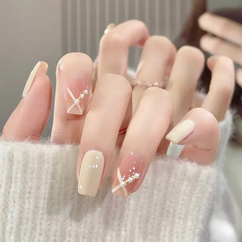 New Fashion Christmas Acrylic Press on Nails New Fashion Design Nails Art Acrylic French Artificial Fingernails Wholesale Price B31-17