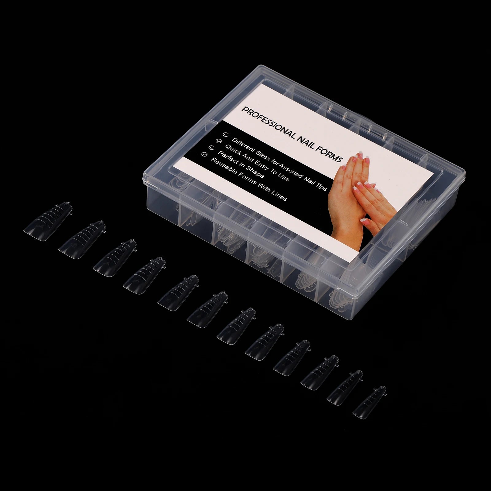 NEW Stiletto Coffin Clear Dual Forms False Tips Quick Building Gel Mold Nail System Full Cover Nail Extension Forms Top - 