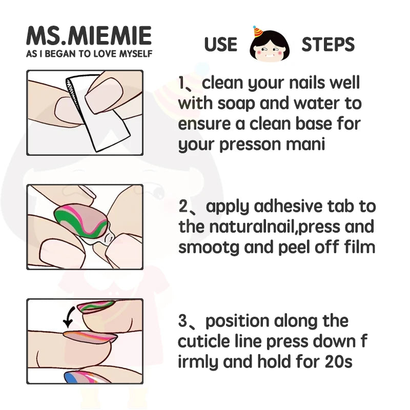 Ms.MiemieD Handmade Short Square Artificial Fingernails Reusable Metallic Heart Rhinestone Adorned Wholesale Press Nails Nails