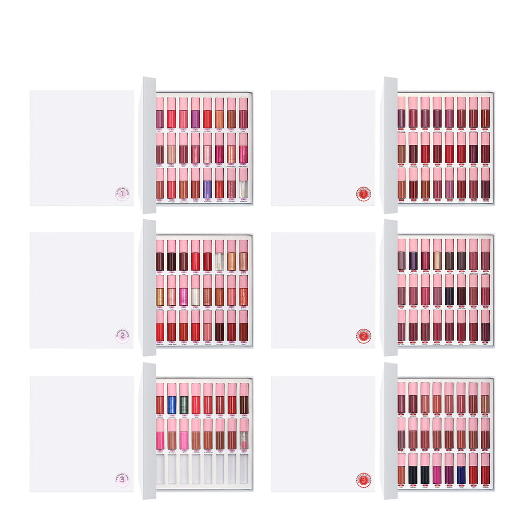 For Lipgloss Private Label Color Selection 136pcs/set Lipgloss Samples Set Glosy and Matte Lip Gloss Set Complete Set: 6 Boxes (136pcs)