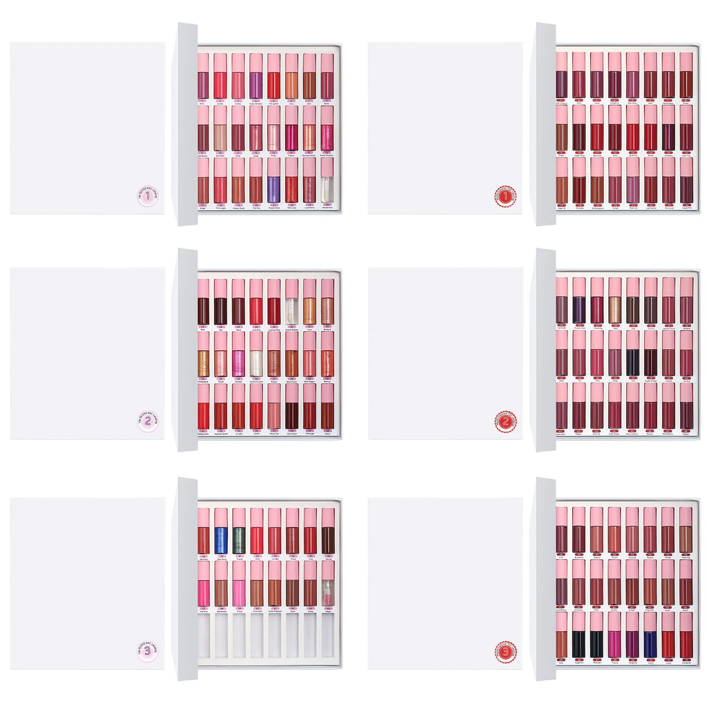 For Lipgloss Private Label Color Selection 136pcs/set Lipgloss Samples Set Glosy and Matte Lip Gloss Set