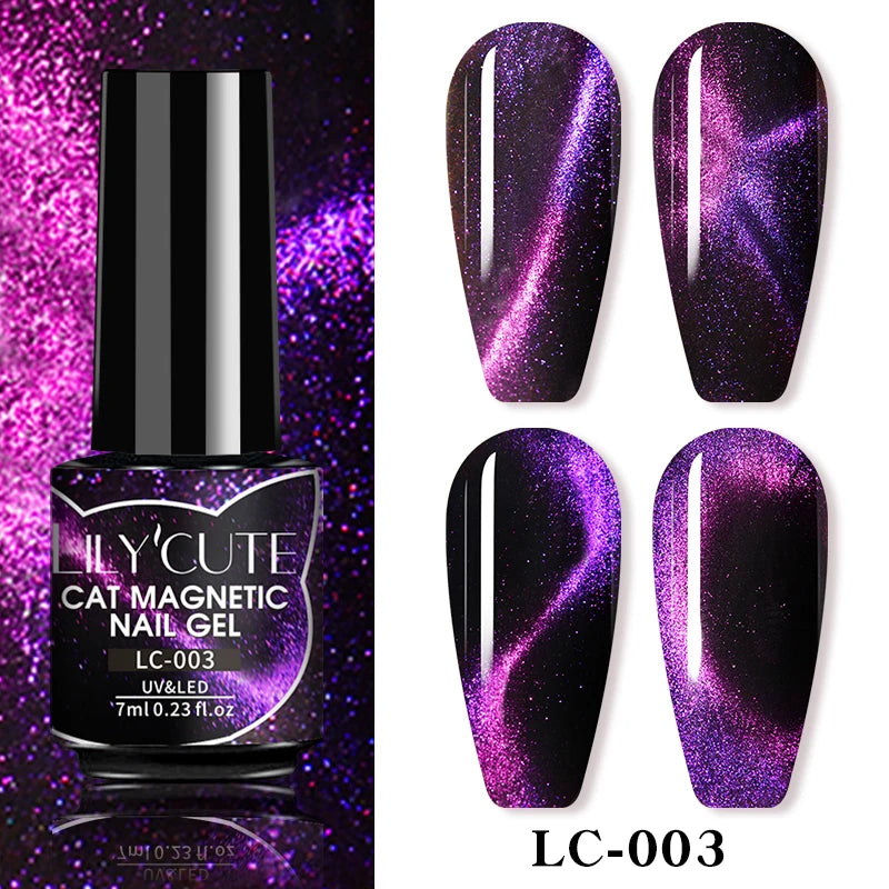 LILYCUTE 7ml Aurora Cat Magnetic Gel Nail Polish Reflective Magnet Gel Varnishes Semi Permanent UV Gel For Nail Art Manicu...