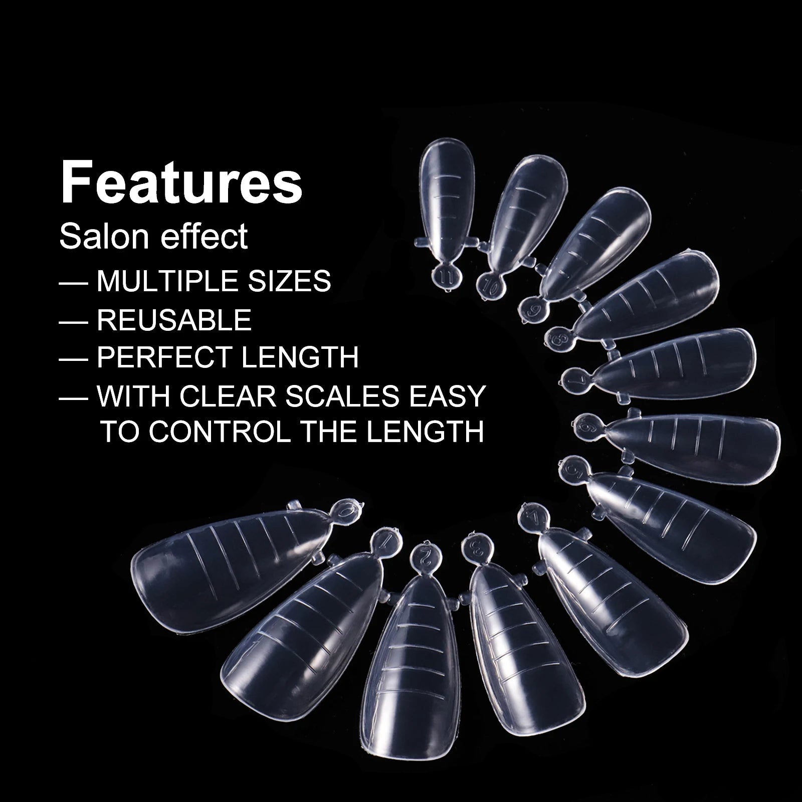 NEW Stiletto Coffin Clear Dual Forms False Tips Quick Building Gel Mold Nail System Full Cover Nail Extension Forms Top - 