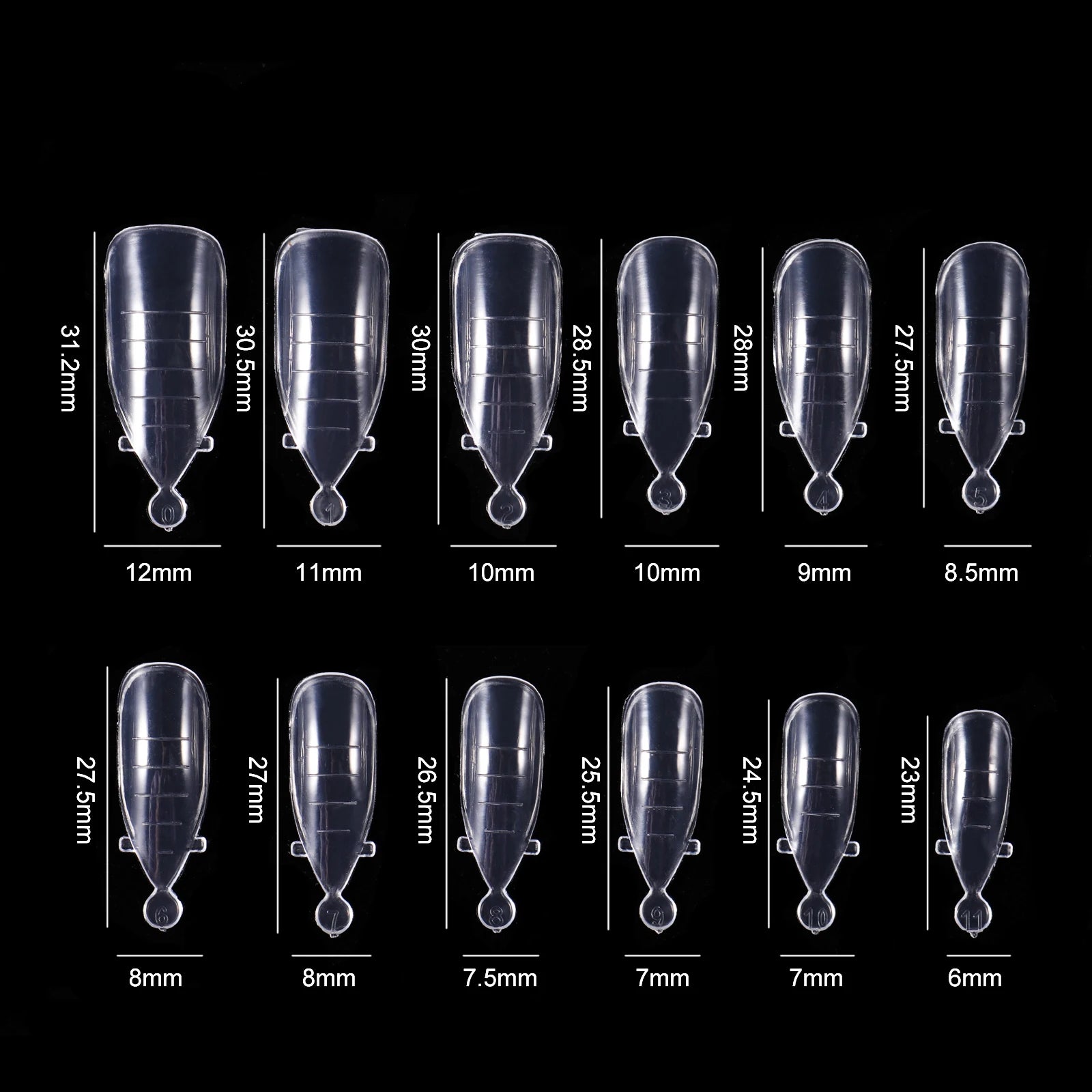 NEW Stiletto Coffin Clear Dual Forms False Tips Quick Building Gel Mold Nail System Full Cover Nail Extension Forms Top - 