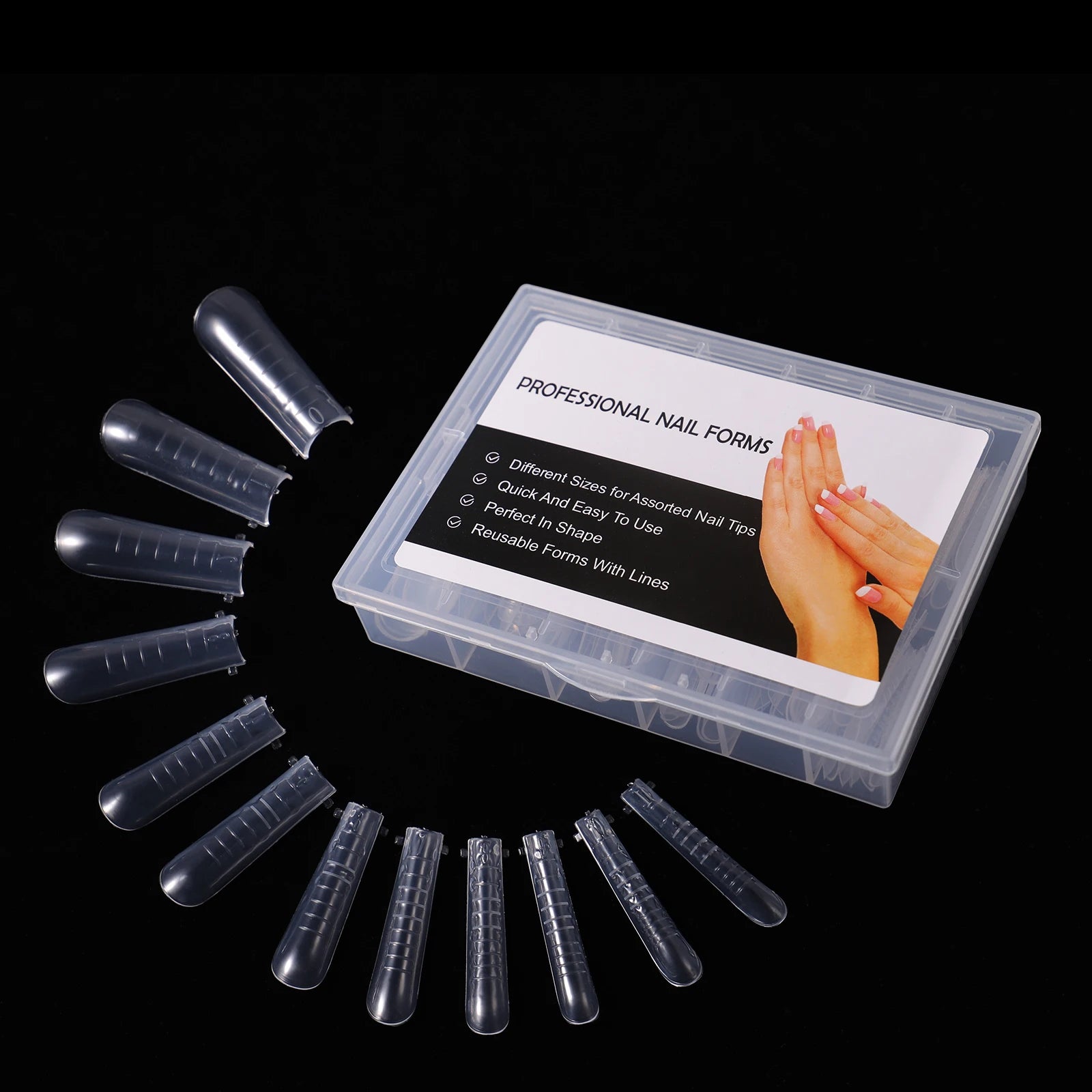 NEW Stiletto Coffin Clear Dual Forms False Tips Quick Building Gel Mold Nail System Full Cover Nail Extension Forms Top - 