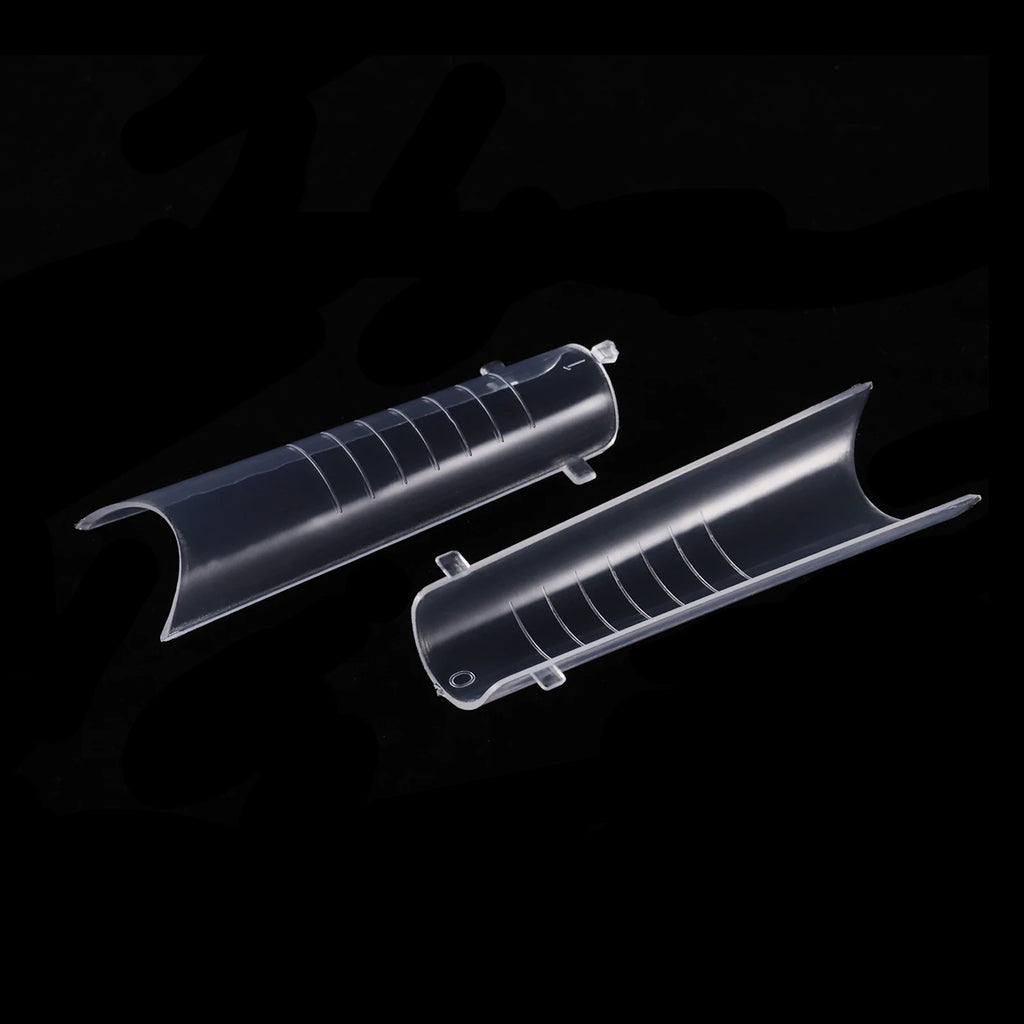 NEW Stiletto Coffin Clear Dual Forms False Tips Quick Building Gel Mold Nail System Full Cover Nail Extension Forms Top
