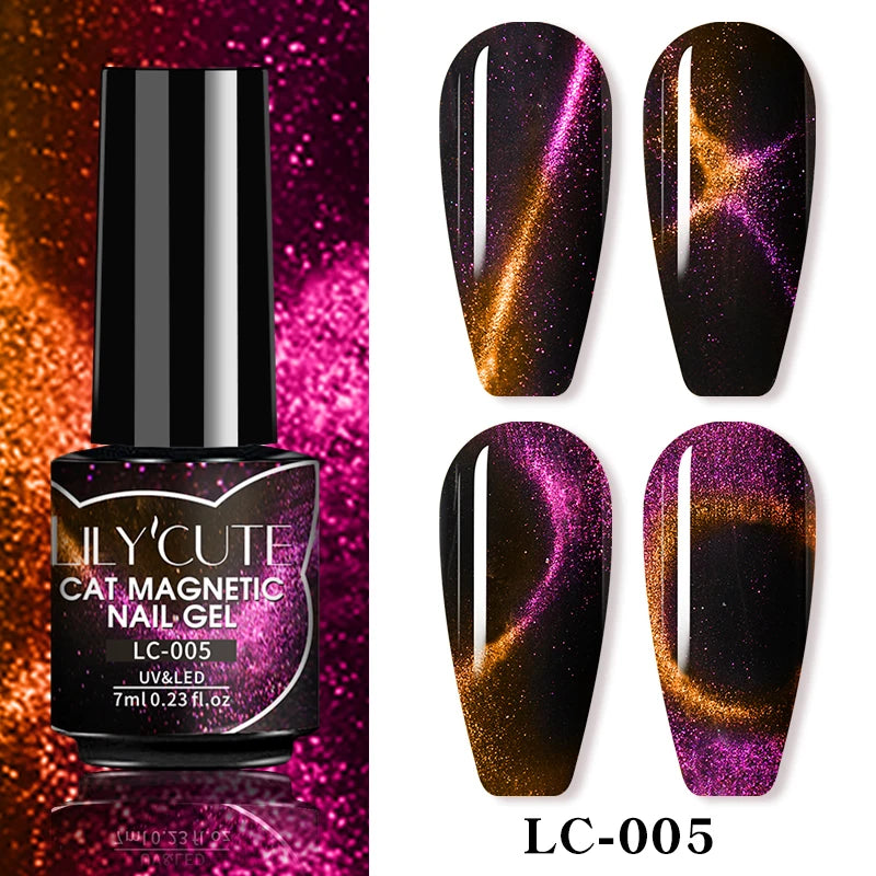 LILYCUTE 7ml Aurora Cat Magnetic Gel Nail Polish Reflective Magnet Gel Varnishes Semi Permanent UV Gel For Nail Art Manicu...