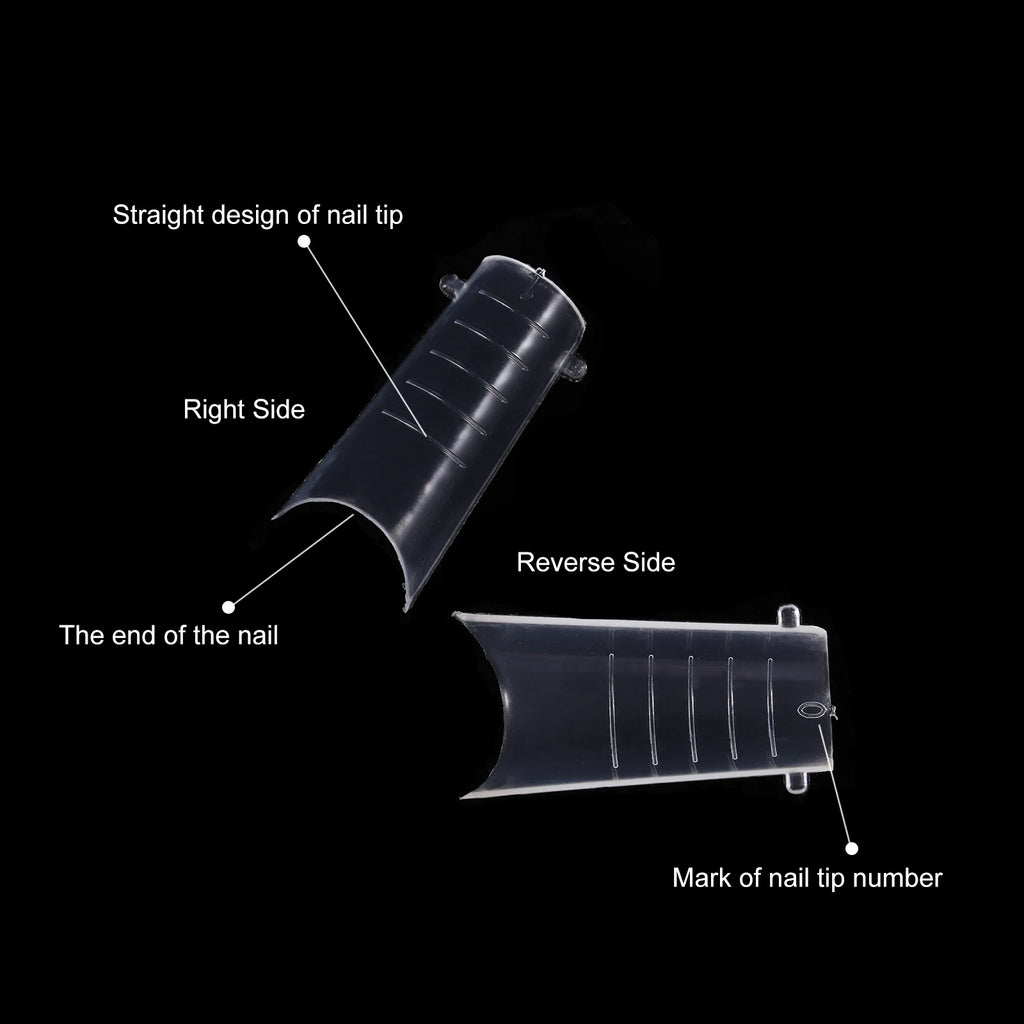 NEW Stiletto Coffin Clear Dual Forms False Tips Quick Building Gel Mold Nail System Full Cover Nail Extension Forms Top