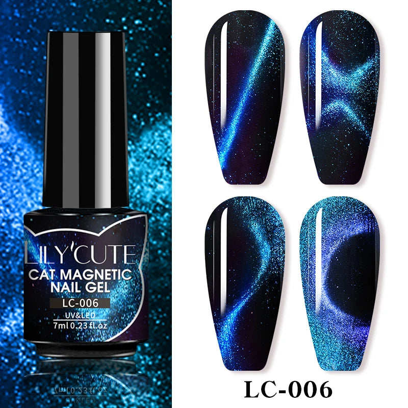 LILYCUTE 7ml Aurora Cat Magnetic Gel Nail Polish Reflective Magnet Gel Varnishes Semi Permanent UV Gel For Nail Art Manicu...