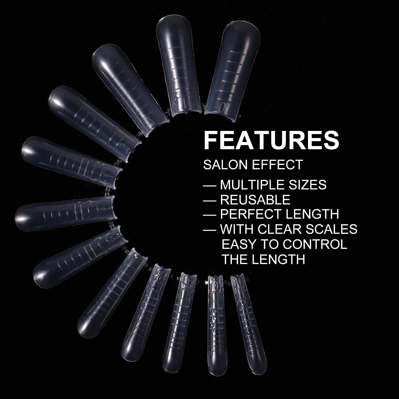 NEW Stiletto Coffin Clear Dual Forms False Tips Quick Building Gel Mold Nail System Full Cover Nail Extension Forms Top - 