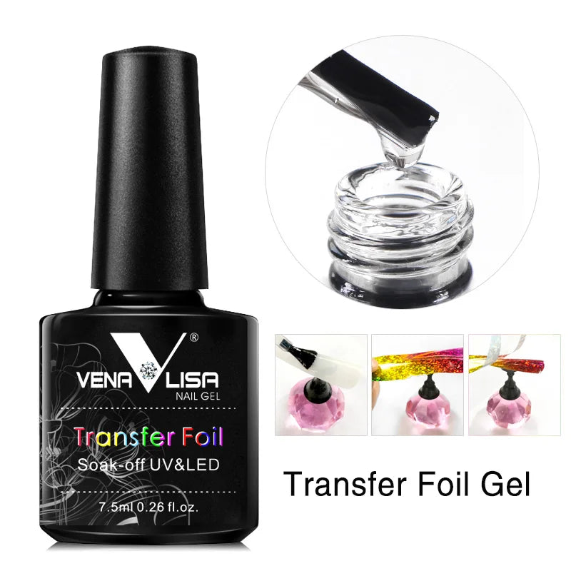 Venalisa Foil Transfer Gel Easy Apply Nail Art Design Manicure Enamel Gel Polish UV LED Gel Nail Polish Lacquer Varnish Foil FoilGel Clear
