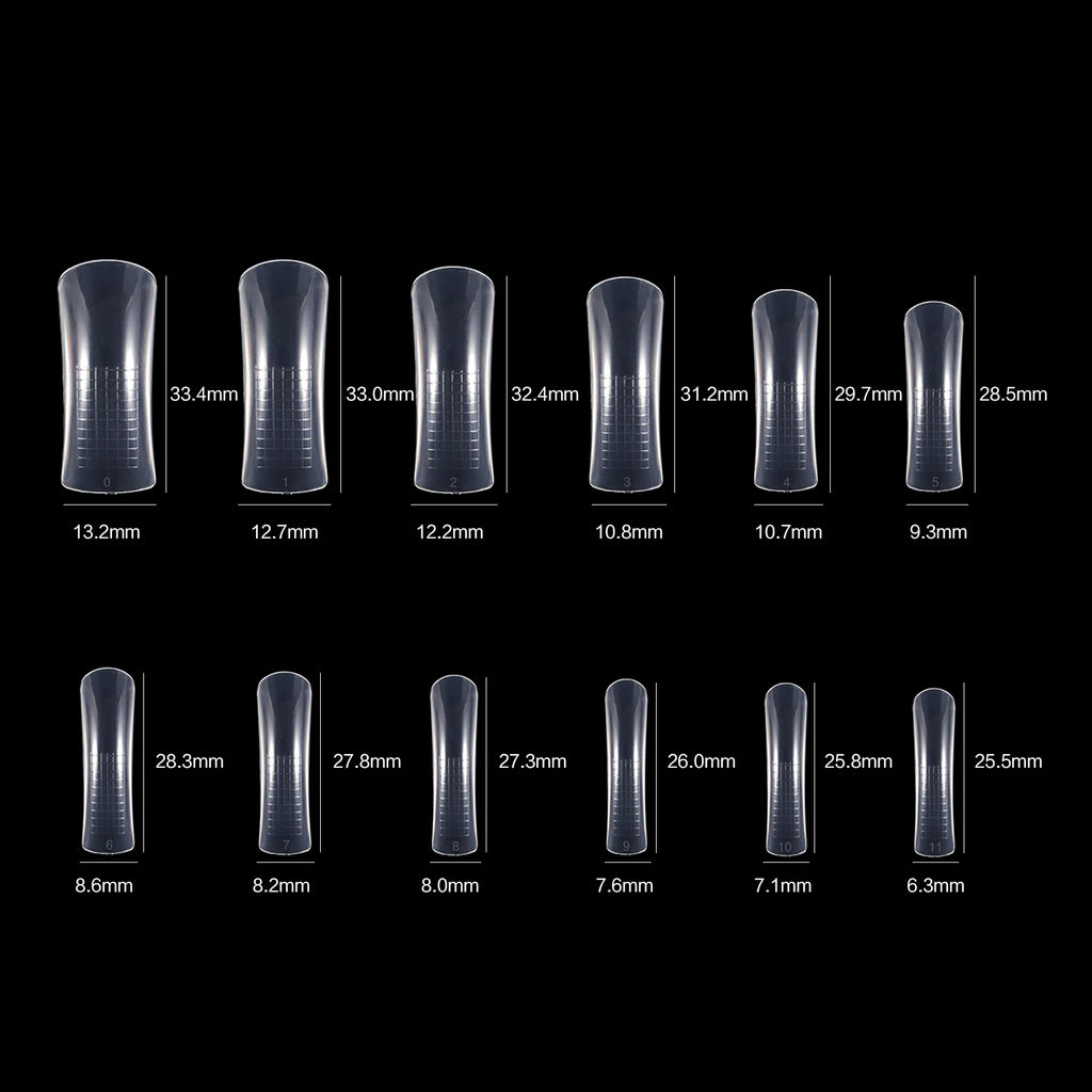 NEW Stiletto Coffin Clear Dual Forms False Tips Quick Building Gel Mold Nail System Full Cover Nail Extension Forms Top