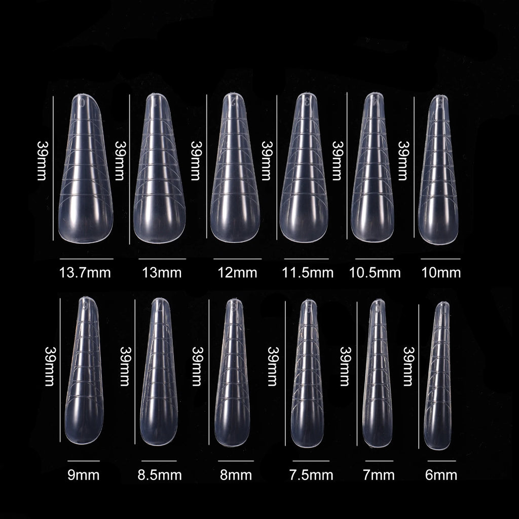 NEW Stiletto Coffin Clear Dual Forms False Tips Quick Building Gel Mold Nail System Full Cover Nail Extension Forms Top