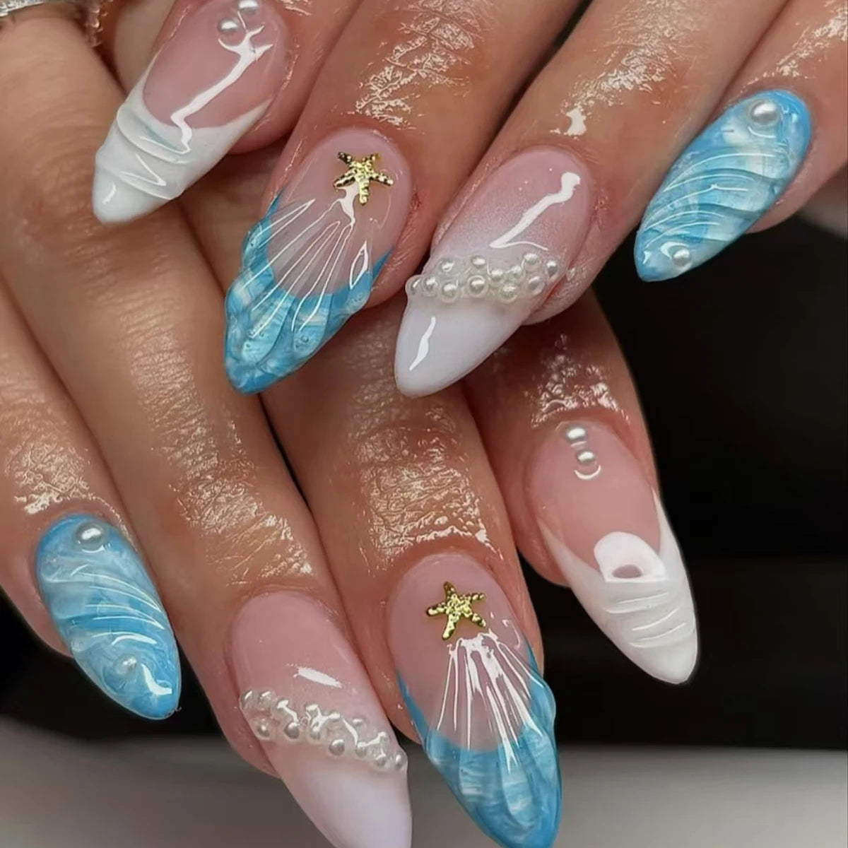 Hot Selling Halloween French Style ABS Material Short Almond Coffin Square Shape Press on Nails Glue 24pcs Artificial Fing...