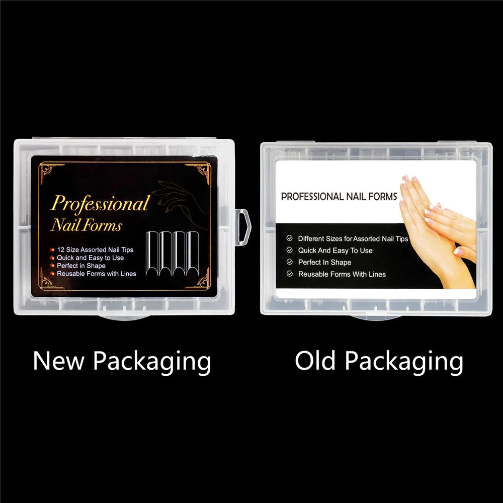 NEW Stiletto Coffin Clear Dual Forms False Tips Quick Building Gel Mold Nail System Full Cover Nail Extension Forms Top - 