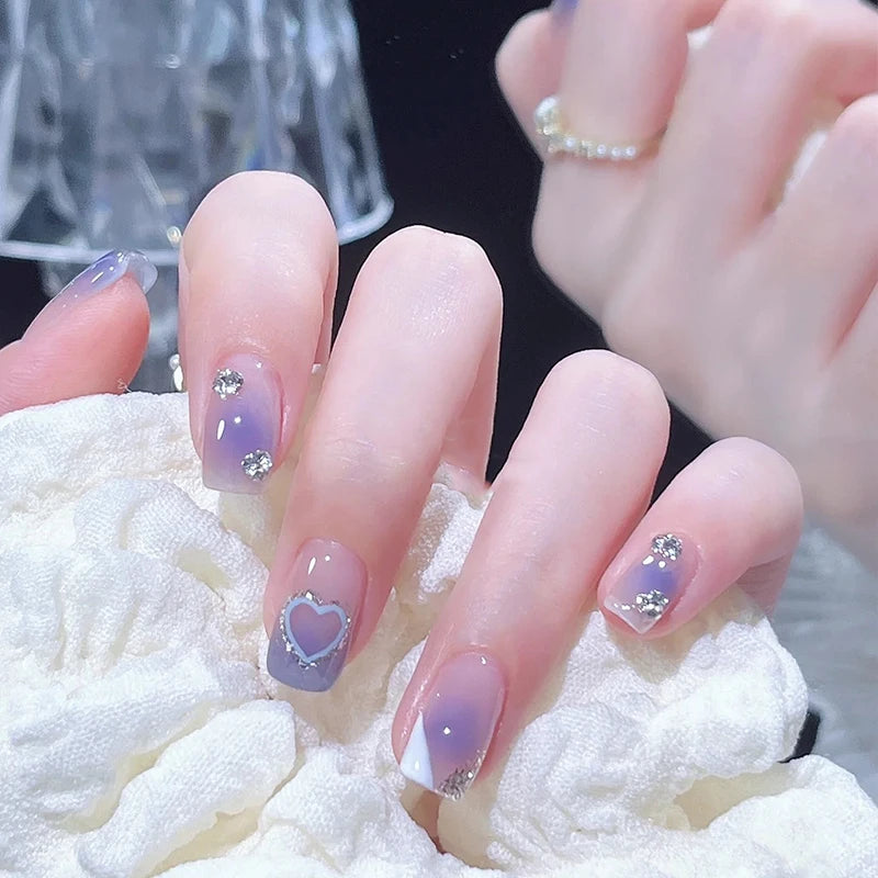 High Quality Glossy Gel Polish UV Press Square Colored Pre-glue False Nails Design Customizable Finger Use 24pcs Wholesale...