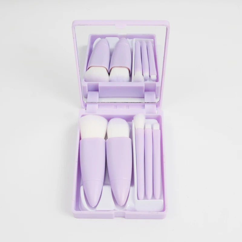 Top Selling Super Soft 5pcs Mini Portable Professional Makeup Brush Eye Shadow Foundation Powder Makeup Brush Set with Mir...