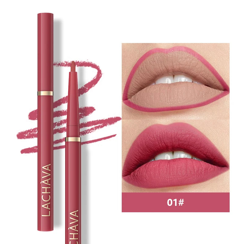 Free Sample OEM Wholesale Vegan Matte Makeup Lipliner Pencil Waterproof Lasting High Pigment Velvet Lip Liner Pen Private Label 01