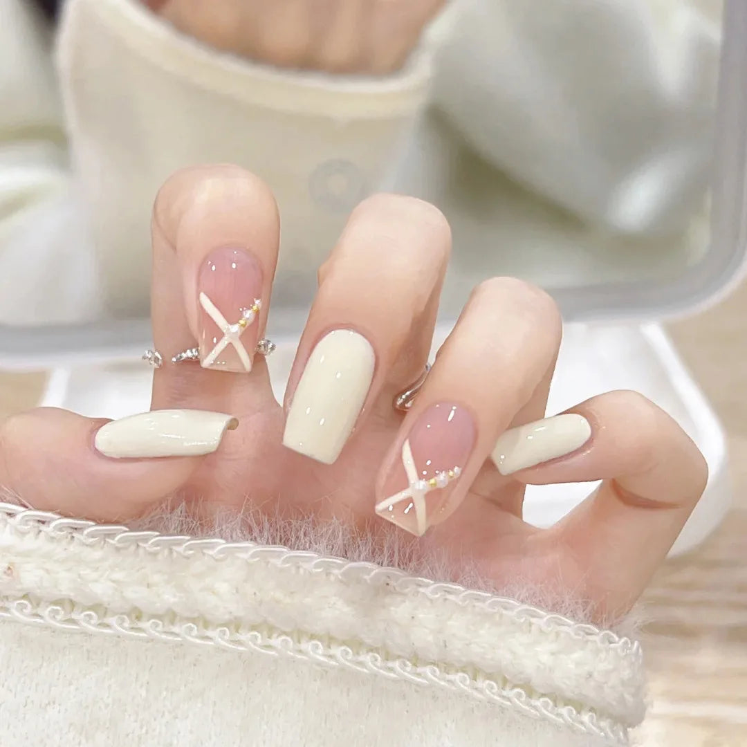 High Quality Glossy Gel Polish UV Press Square Colored Pre-glue False Nails Design Customizable Finger Use 24pcs Wholesale...