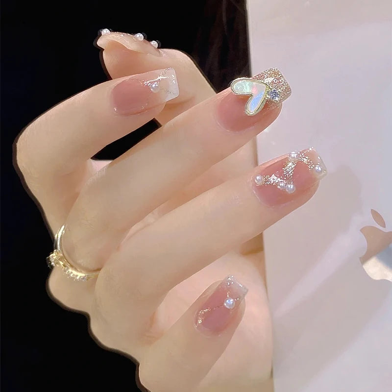 Z182-189 Luxury Designed Reusable Fashionable ABS Square Pre-designed Short Press Nails Glue Finger Wholesale Artificial Z189