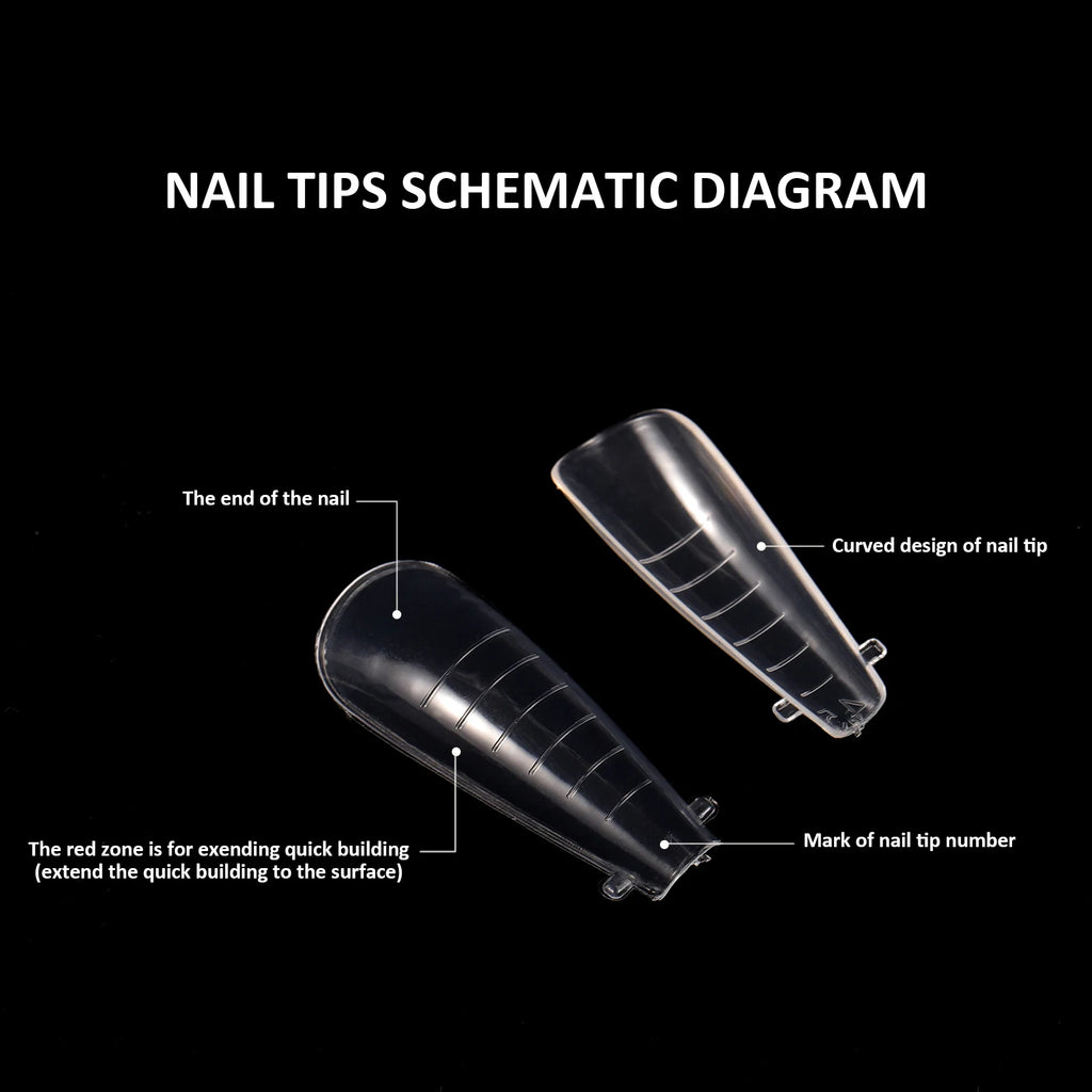 NEW Stiletto Coffin Clear Dual Forms False Tips Quick Building Gel Mold Nail System Full Cover Nail Extension Forms Top