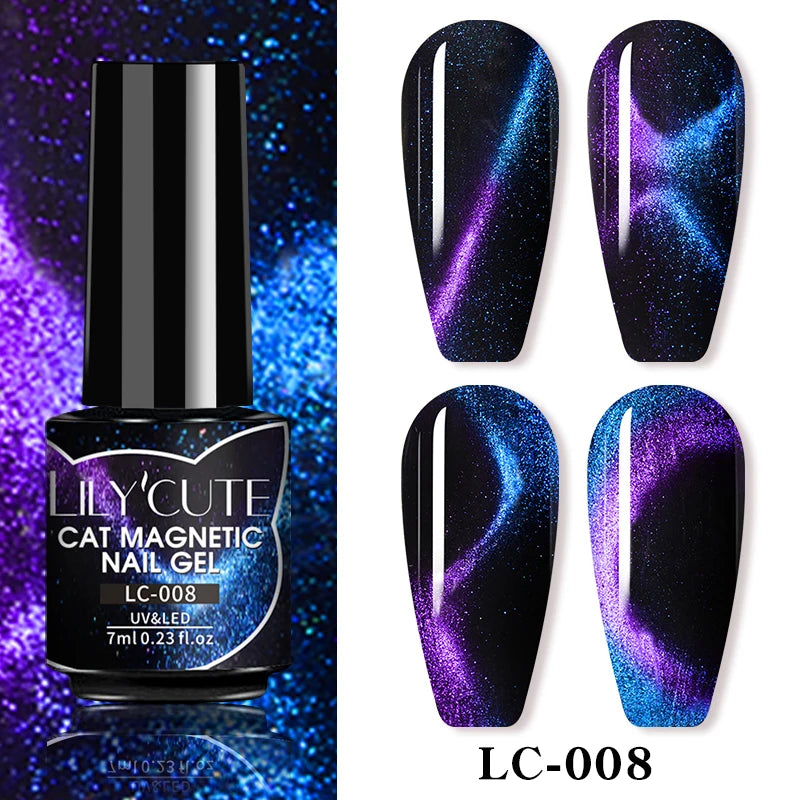 LILYCUTE 7ml Aurora Cat Magnetic Gel Nail Polish Reflective Magnet Gel Varnishes Semi Permanent UV Gel For Nail Art Manicu...