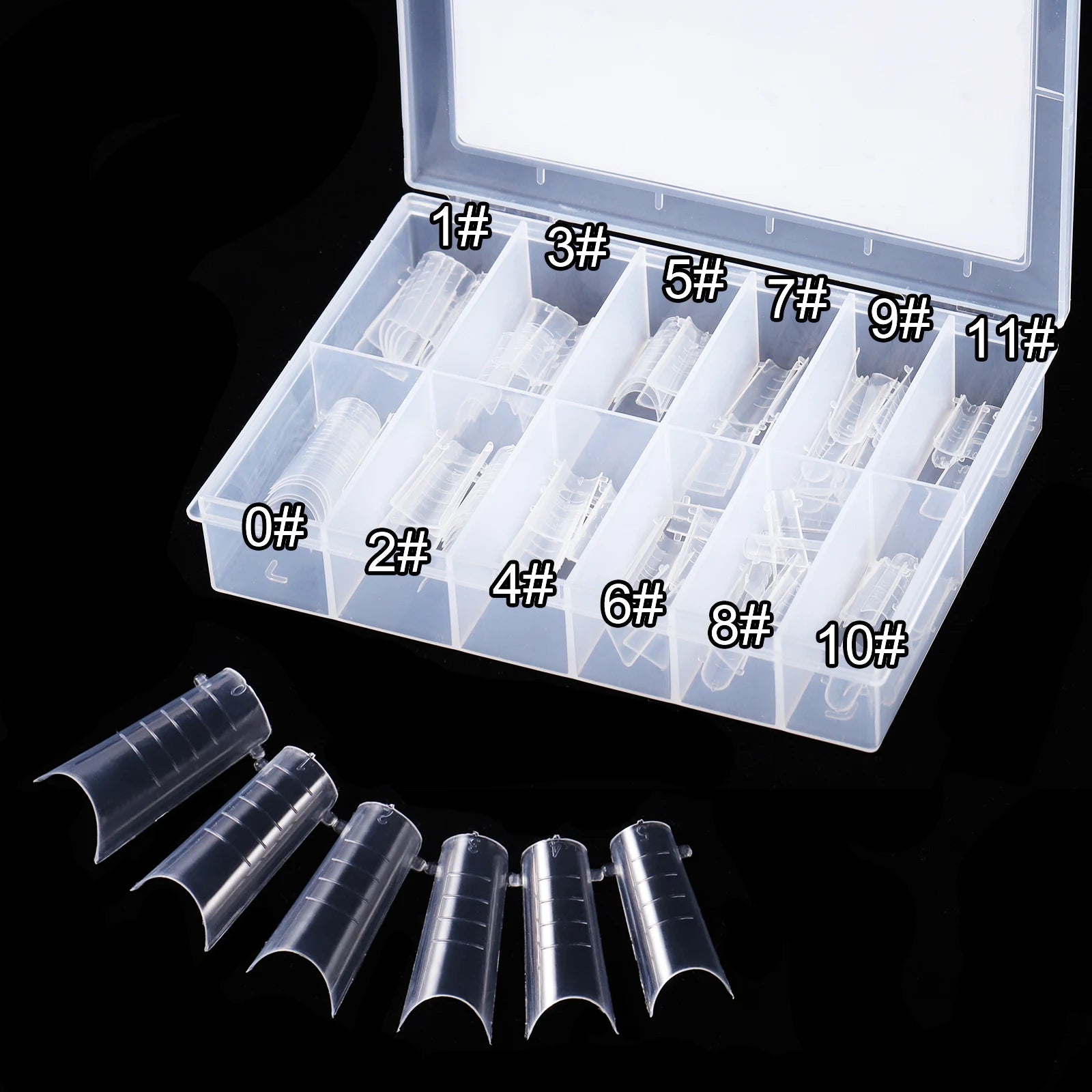 NEW Stiletto Coffin Clear Dual Forms False Tips Quick Building Gel Mold Nail System Full Cover Nail Extension Forms Top - 