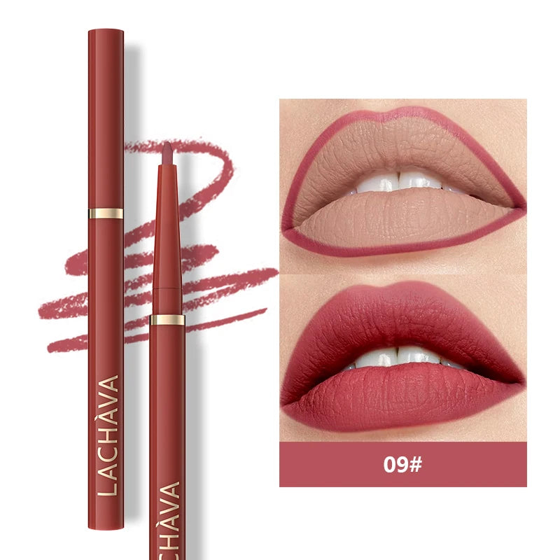 Free Sample OEM Wholesale Vegan Matte Makeup Lipliner Pencil Waterproof Lasting High Pigment Velvet Lip Liner Pen Private Label 09