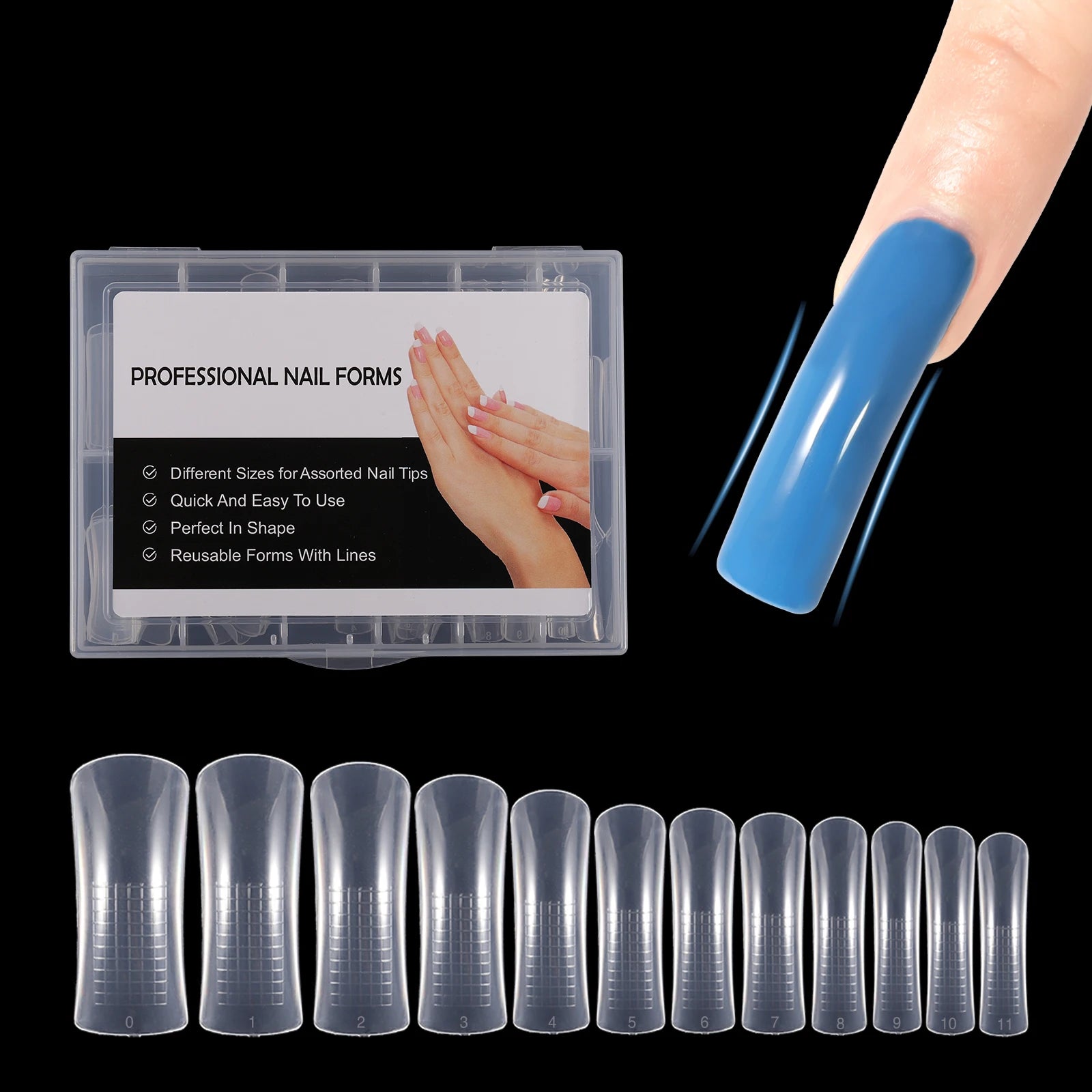 NEW Stiletto Coffin Clear Dual Forms False Tips Quick Building Gel Mold Nail System Full Cover Nail Extension Forms Top - 