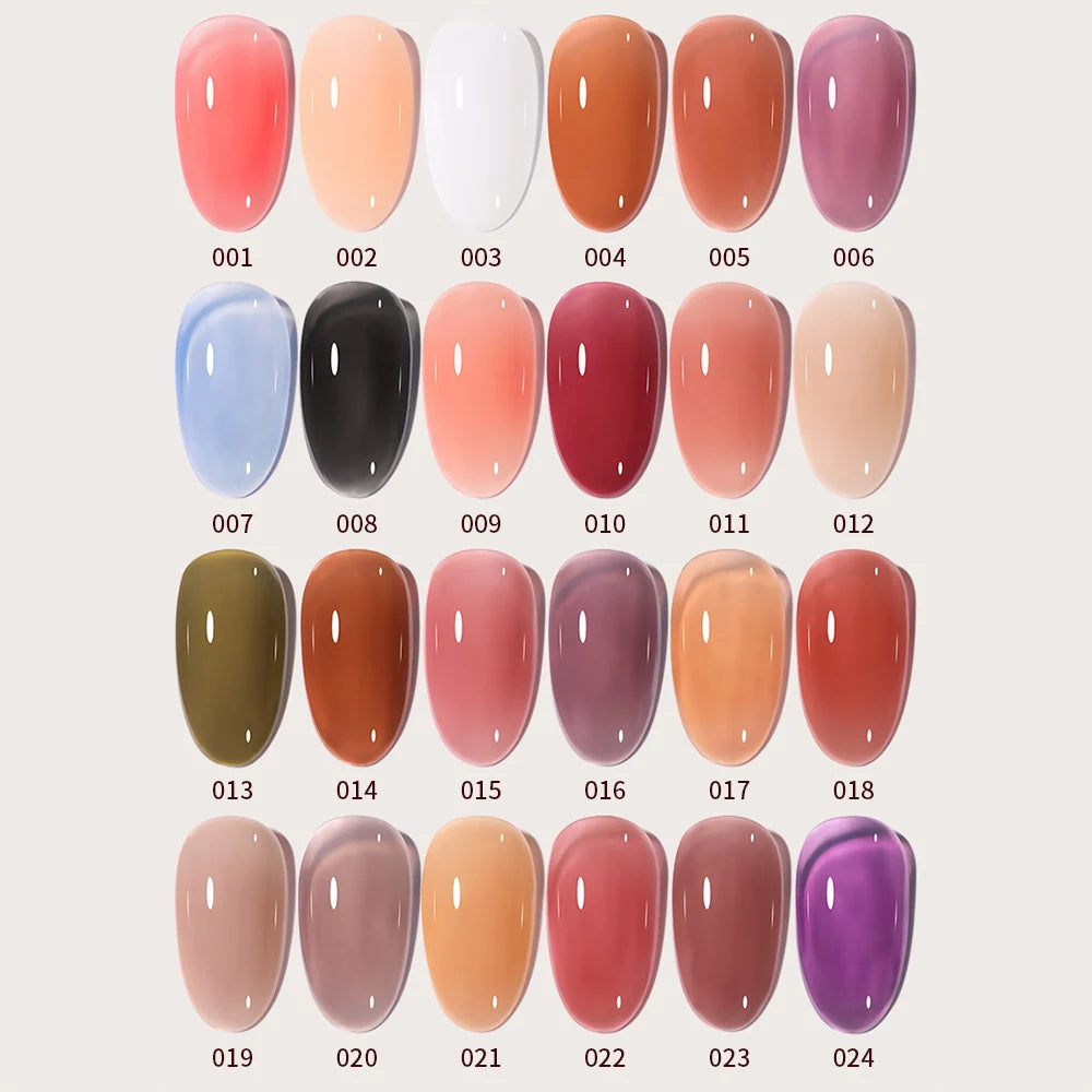 Quengel New Arrivals 15ml Jelly Gel Polish 24 Colors Private Label Logo UV LED Nail Gel Polish 24 Colors 15ml - 