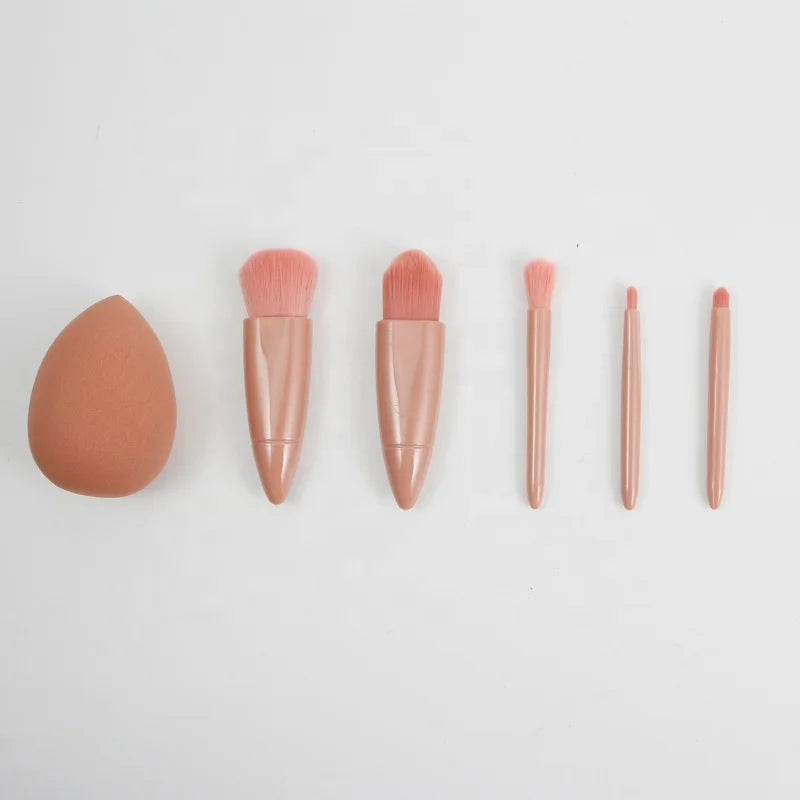 Top Selling Super Soft 5pcs Mini Portable Professional Makeup Brush Eye Shadow Foundation Powder Makeup Brush Set with Mir...