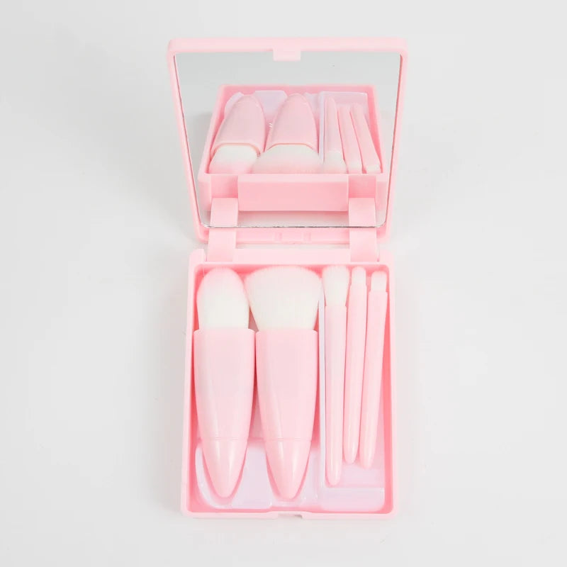 Top Selling Super Soft 5pcs Mini Portable Professional Makeup Brush Eye Shadow Foundation Powder Makeup Brush Set with Mir...