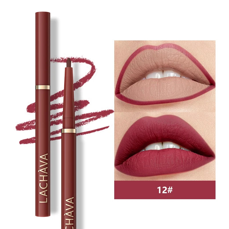 Free Sample OEM Wholesale Vegan Matte Makeup Lipliner Pencil Waterproof Lasting High Pigment Velvet Lip Liner Pen Private Label 12