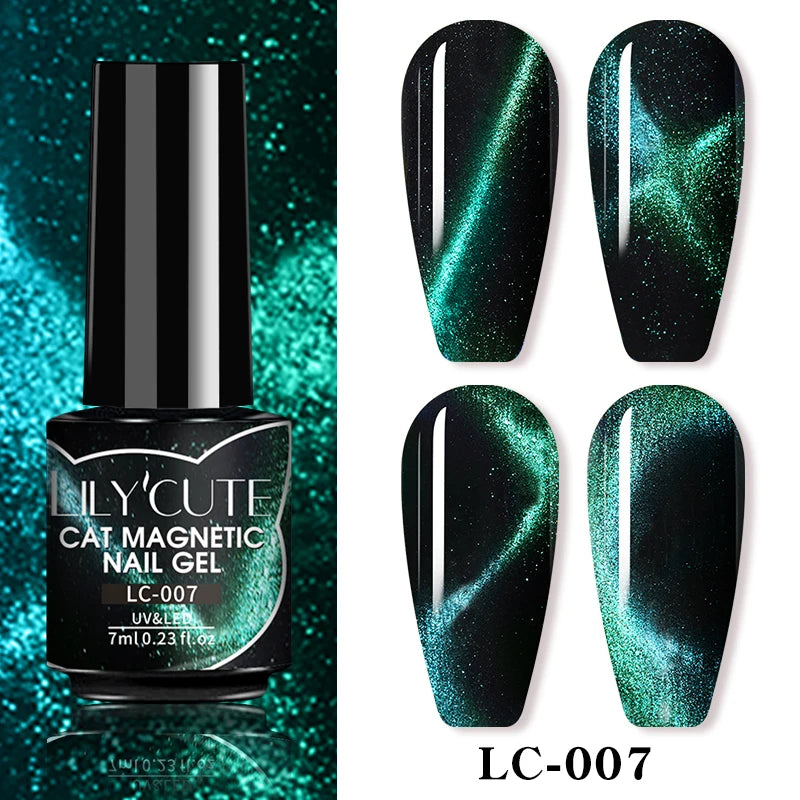 LILYCUTE 7ml Aurora Cat Magnetic Gel Nail Polish Reflective Magnet Gel Varnishes Semi Permanent UV Gel For Nail Art Manicu...