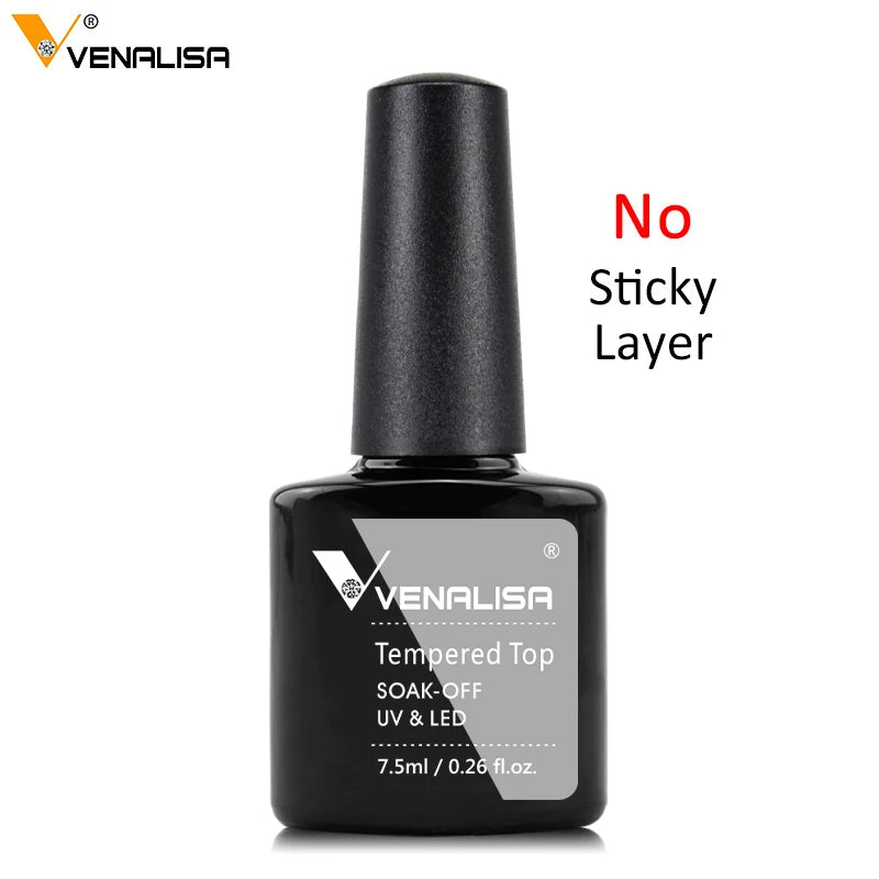 Hot Sell Venalisa Nail Art 7.5ml Tempered Top Coat Matt Top Primer Base Coat Color Gel Nail Polish UV Gel Soak Off Manicur...