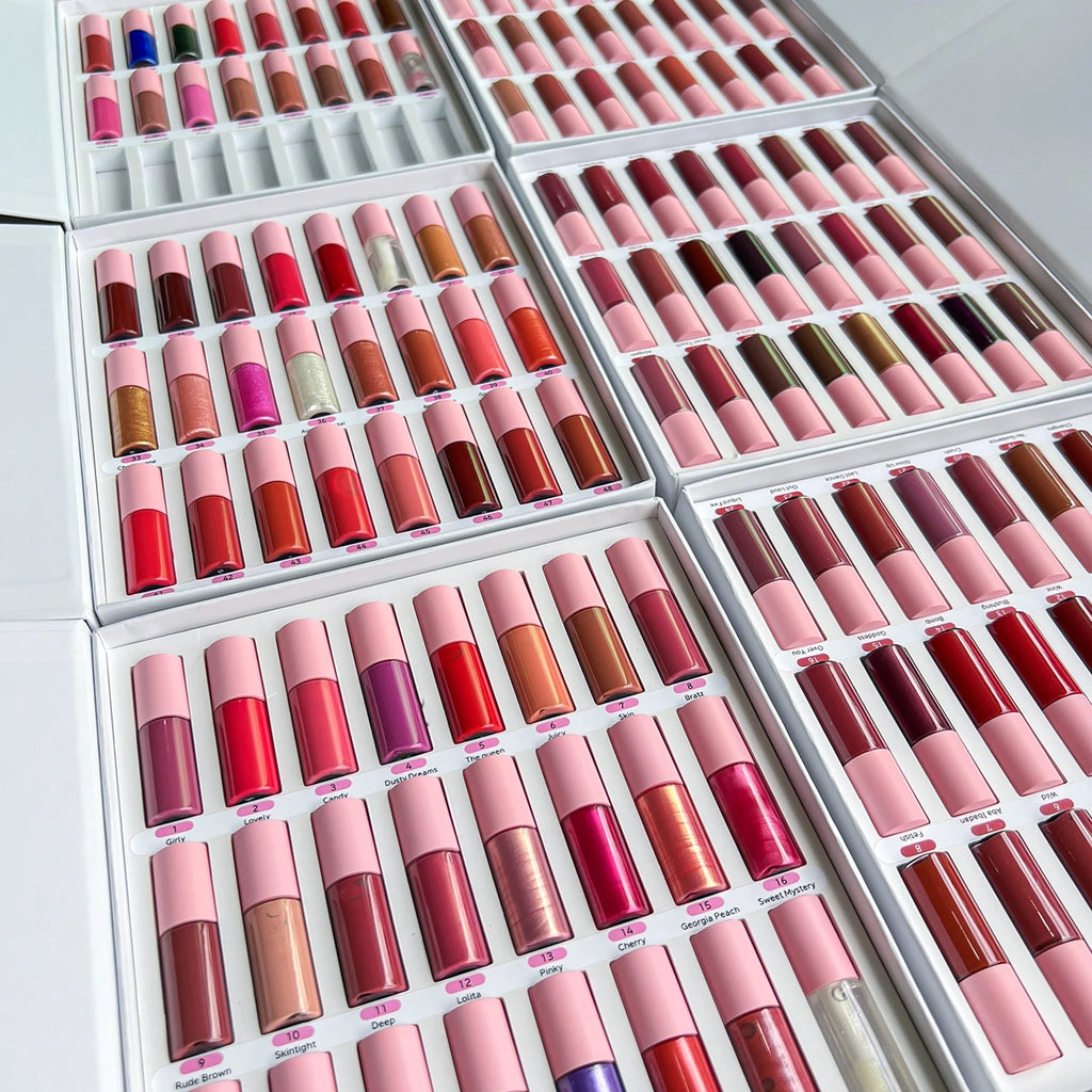 For Lipgloss Private Label Color Selection 136pcs/set Lipgloss Samples Set Glosy and Matte Lip Gloss Set