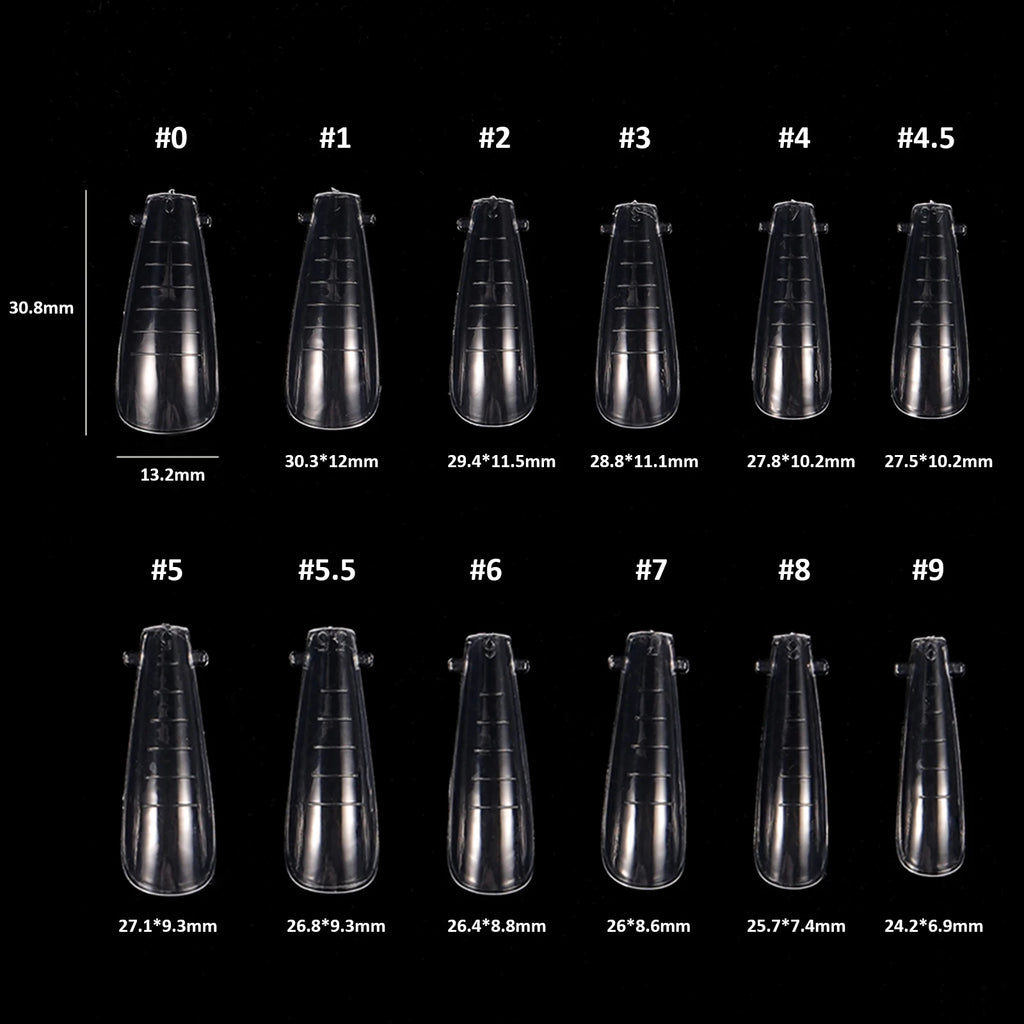 NEW Stiletto Coffin Clear Dual Forms False Tips Quick Building Gel Mold Nail System Full Cover Nail Extension Forms Top