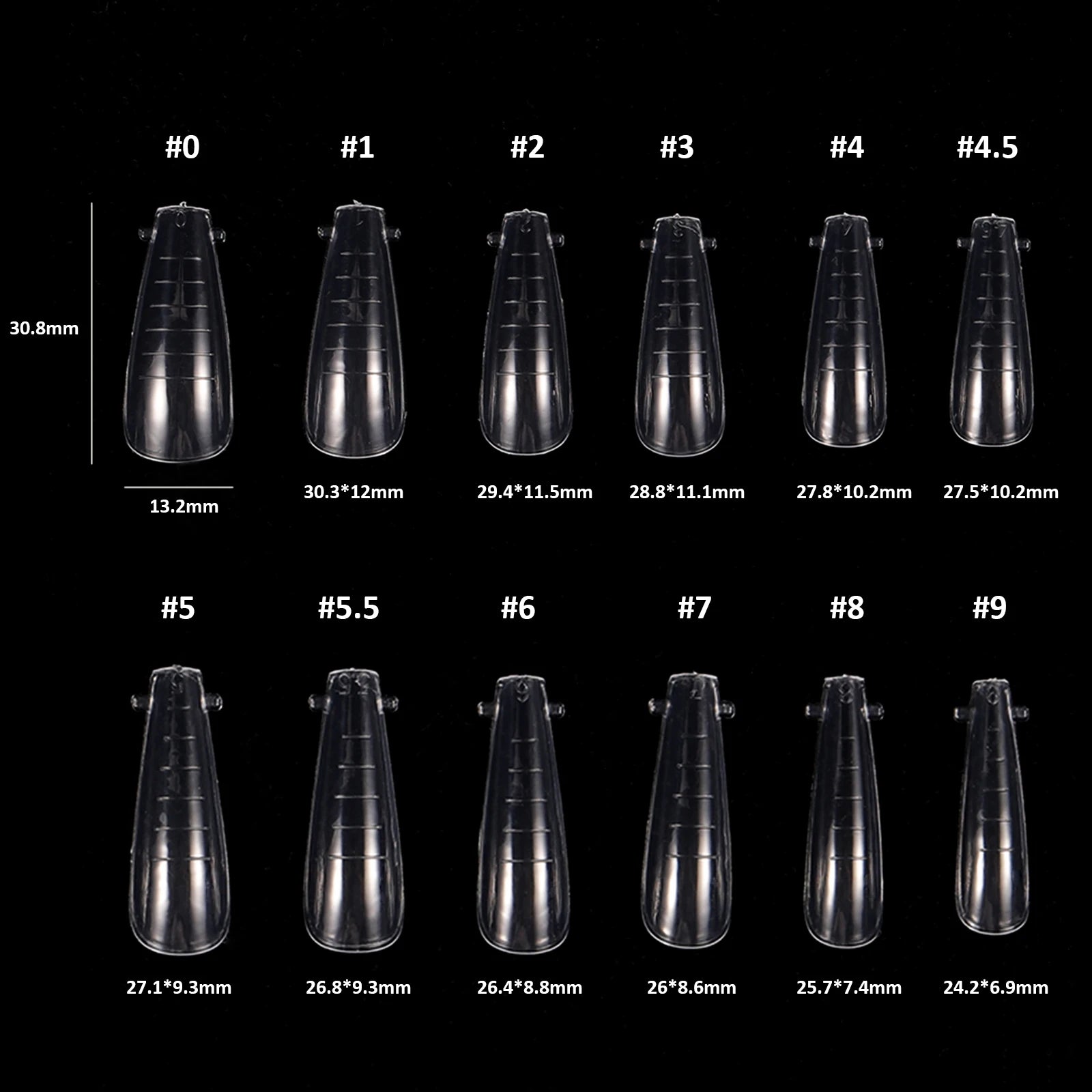 NEW Stiletto Coffin Clear Dual Forms False Tips Quick Building Gel Mold Nail System Full Cover Nail Extension Forms Top - 