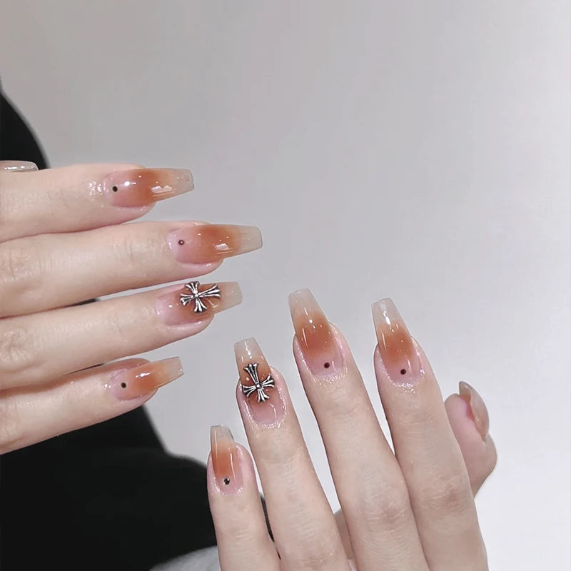 High Quality Glossy Gel Polish UV Press Square Colored Pre-glue False Nails Design Customizable Finger Use 24pcs Wholesale...