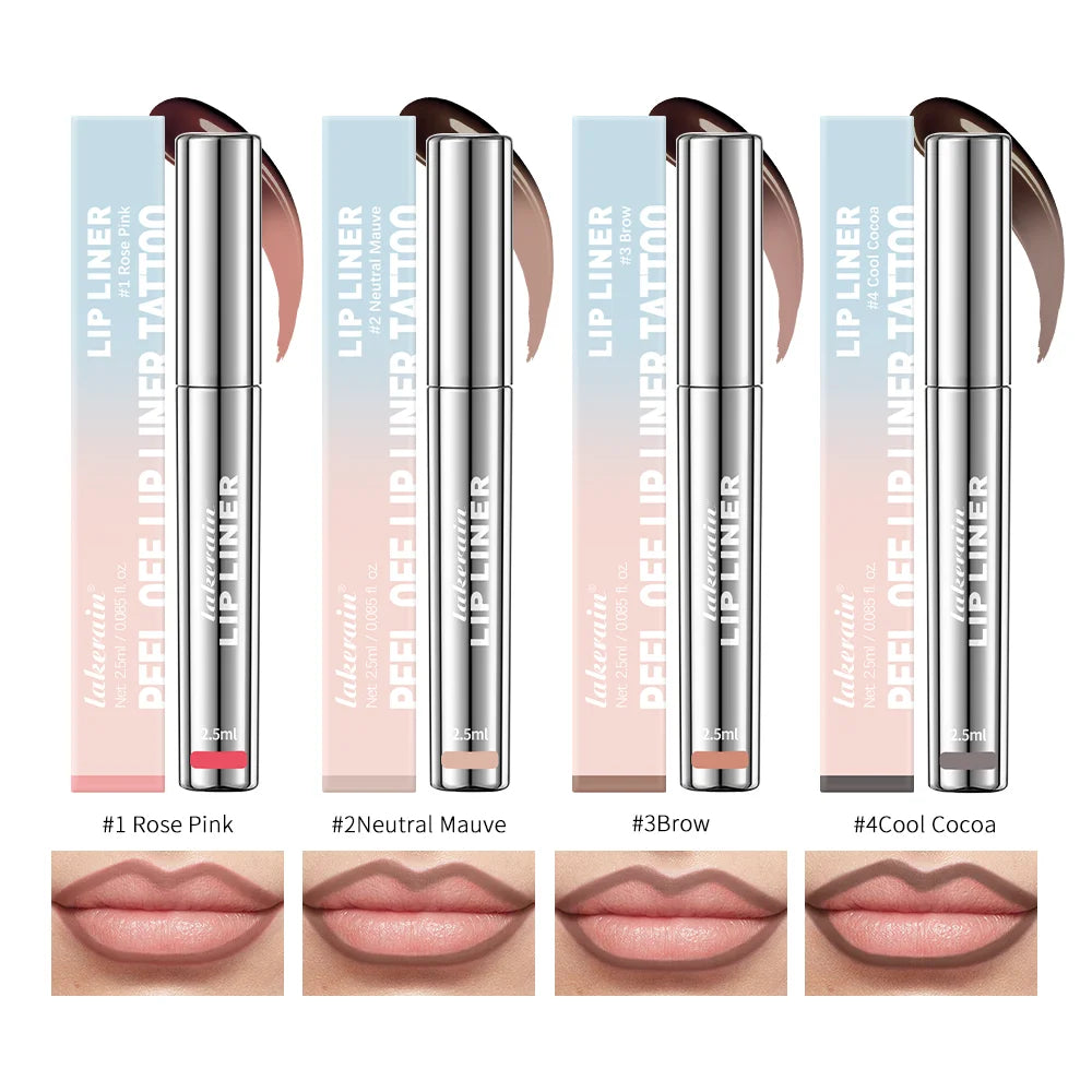 Waterproof Lip Liner Peel Off Tattoo Lipgloss Waterproof Long Lasting Matte Lip Tint Brown Contour Tear-off Lips Stain Cosmetic 4pcs