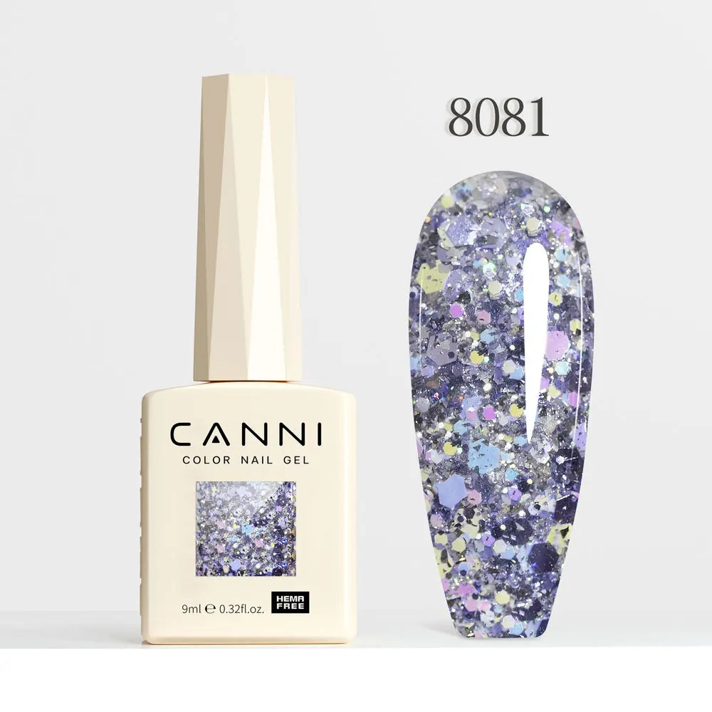 #8013 CANNI Nail Gel Polish Hema Free Super Glossy Glitter Cat Eye Gel Diamond Top Coat Semi Permanent Soak Off UV LED Varnish Aurora Glow Avenue
