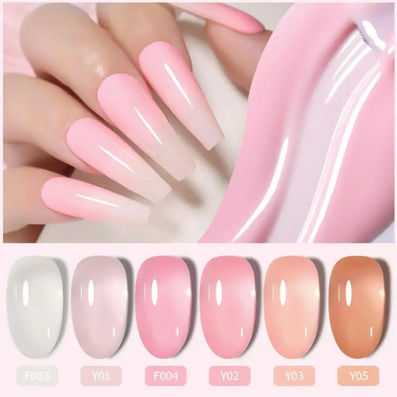 LILYCUTE 6PCS/SET 7ml Jelly Pink Nude Translucent Gel Nail Polish Set Semi Permanent Soak Off Nail Art Manicure Gel Set - 