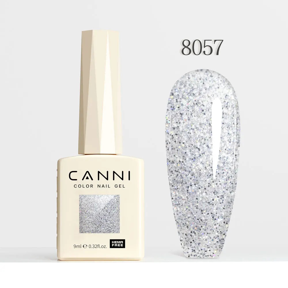 #8013 CANNI Nail Gel Polish Hema Free Super Glossy Glitter Cat Eye Gel Diamond Top Coat Semi Permanent Soak Off UV LED Varnish Aurora Glow Avenue