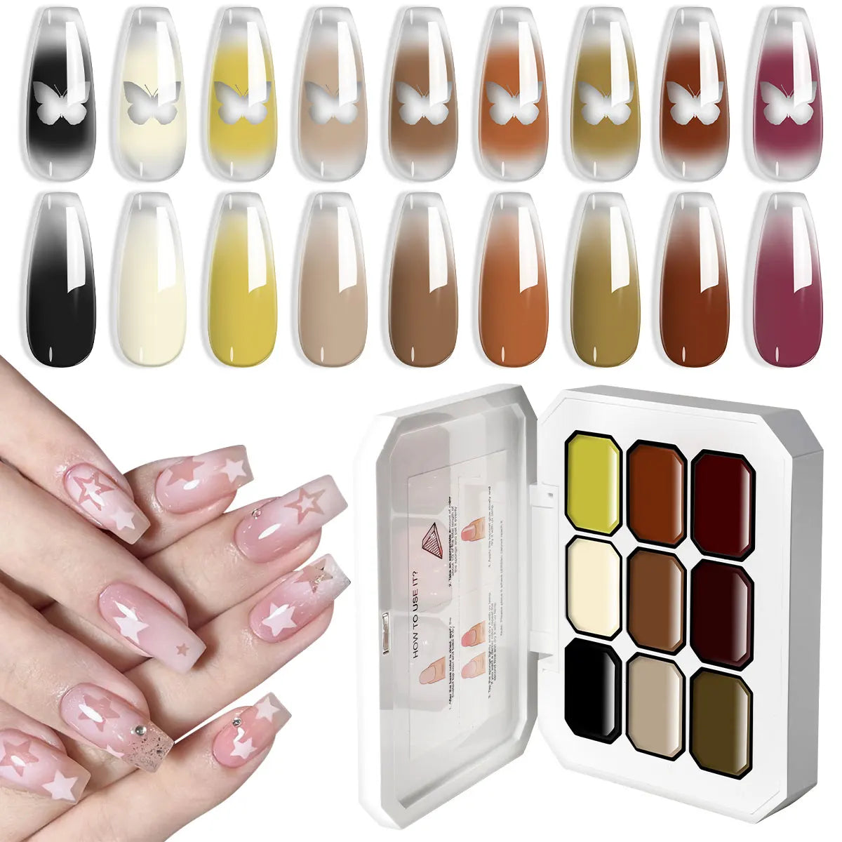 LIMEGIRL 9 Color Gradient Painting Gel Nail Art Gradient Color DIY Design Gel Quick Flower Paint Engraving Gel Nail Polish...