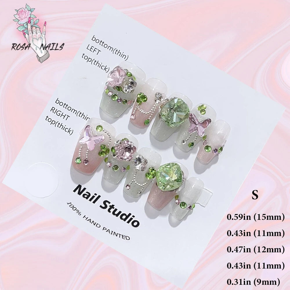 Silver Star Fake Nail Pressons Short Square Clear Rhinestones Punk Tip Saturn Stars False Tips Presson Y2k Black Press on Nails S (No.24390)